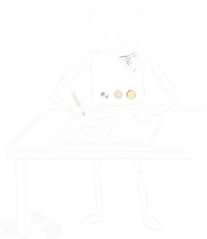 Una figura tachando anotaciones en un cuaderno de pruebas, con papeles arrugados en el suelo